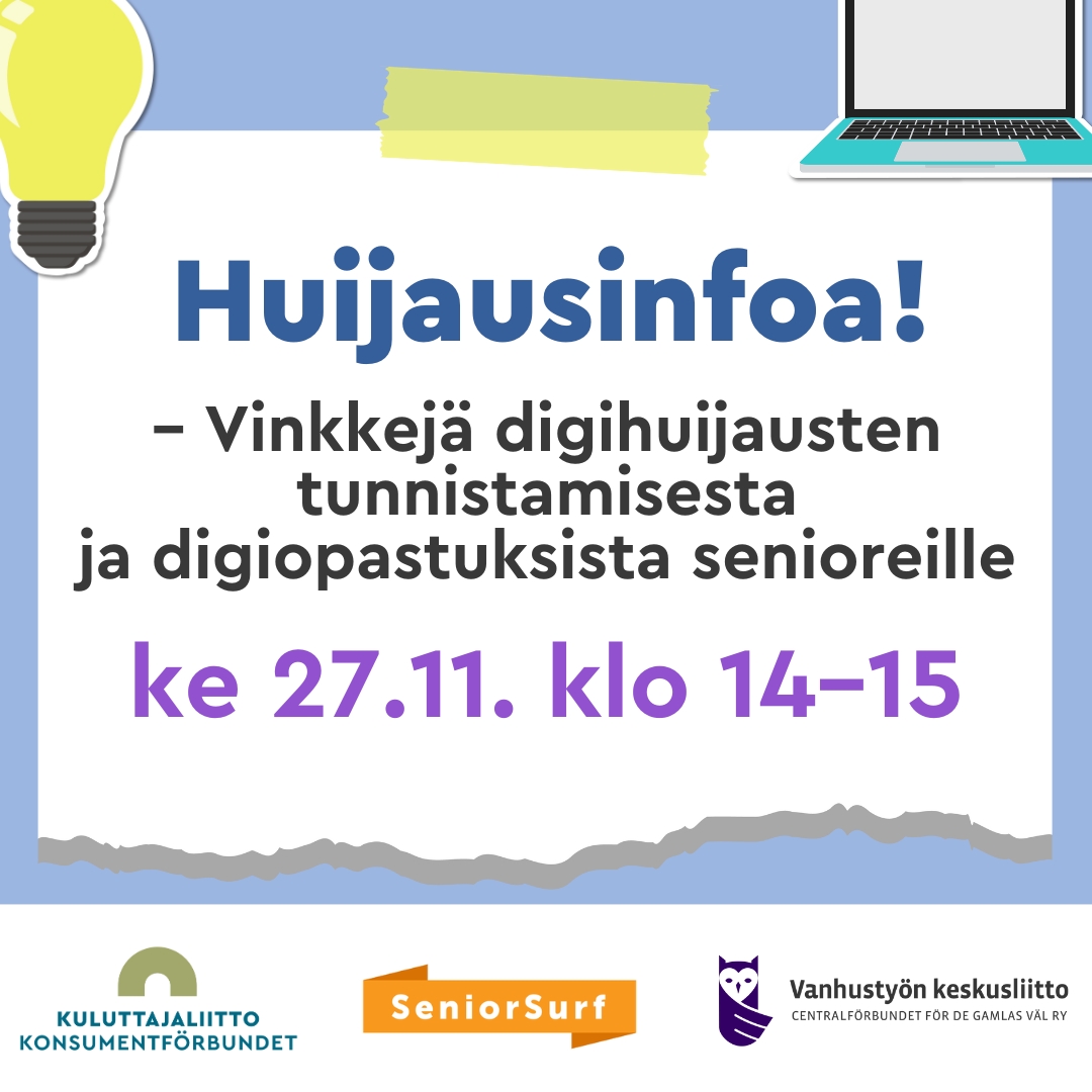 Huijausinfoa Webinaari Senioreille SeniorSurf