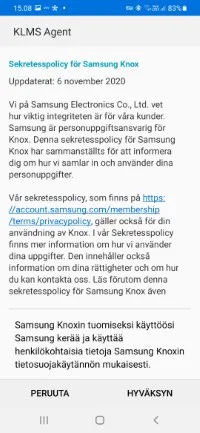 Samsung Knox -hyväksyntä